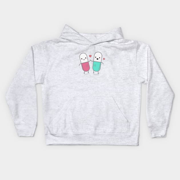 Love and Happiness in a pill Kids Hoodie by happinessinatee